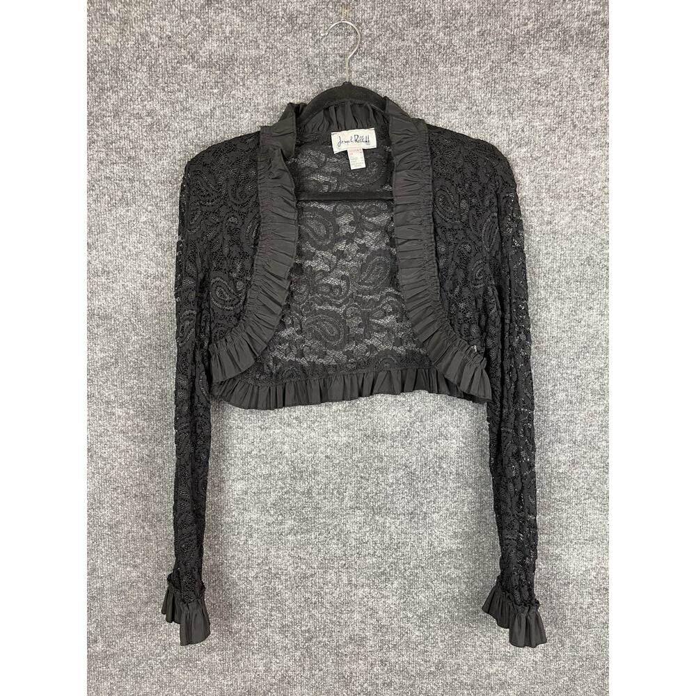 Joseph Ribkoff Black Lace Bolero Jacket With Ruffle‎ Trim Size 12